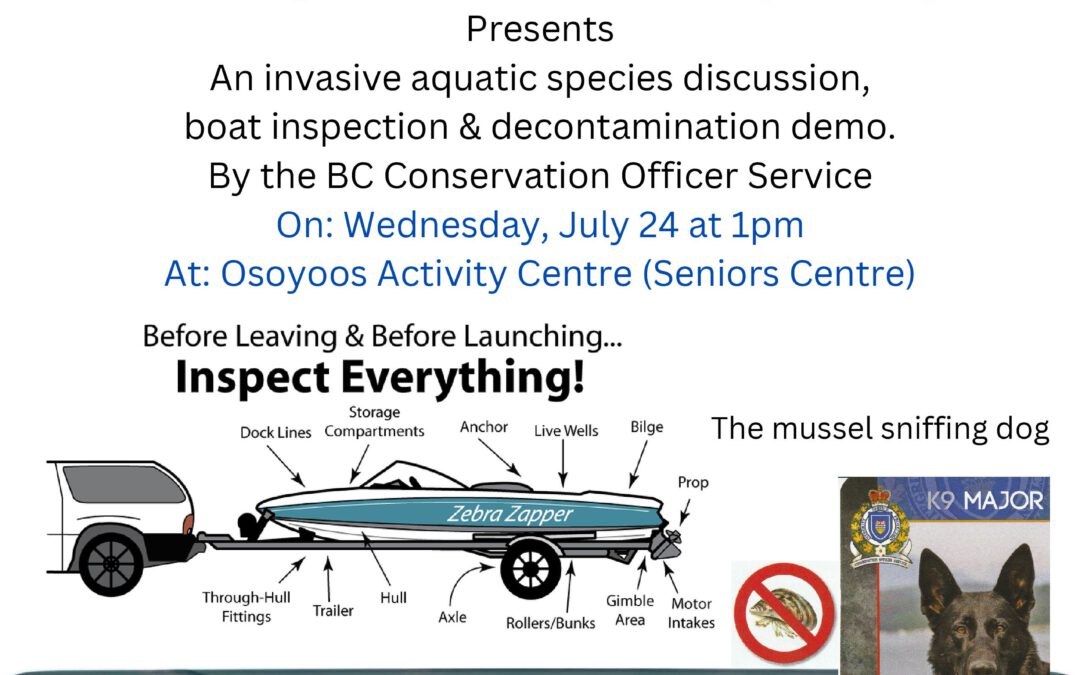 Brock Jackson interviews Birgit Arnstein about the OLWQS’ free public event Wednesday July 24 at 1PM at the Osoyoos Activity Centre near Gyro Park